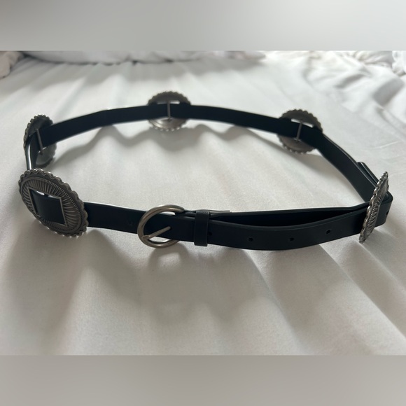 Black Leather Concho Belt - Picture 1 of 2